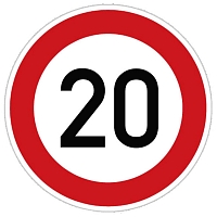 Označení nejvyšší povolené rychlosti – 20 km, samolepicí fólie, Ø 450 mm